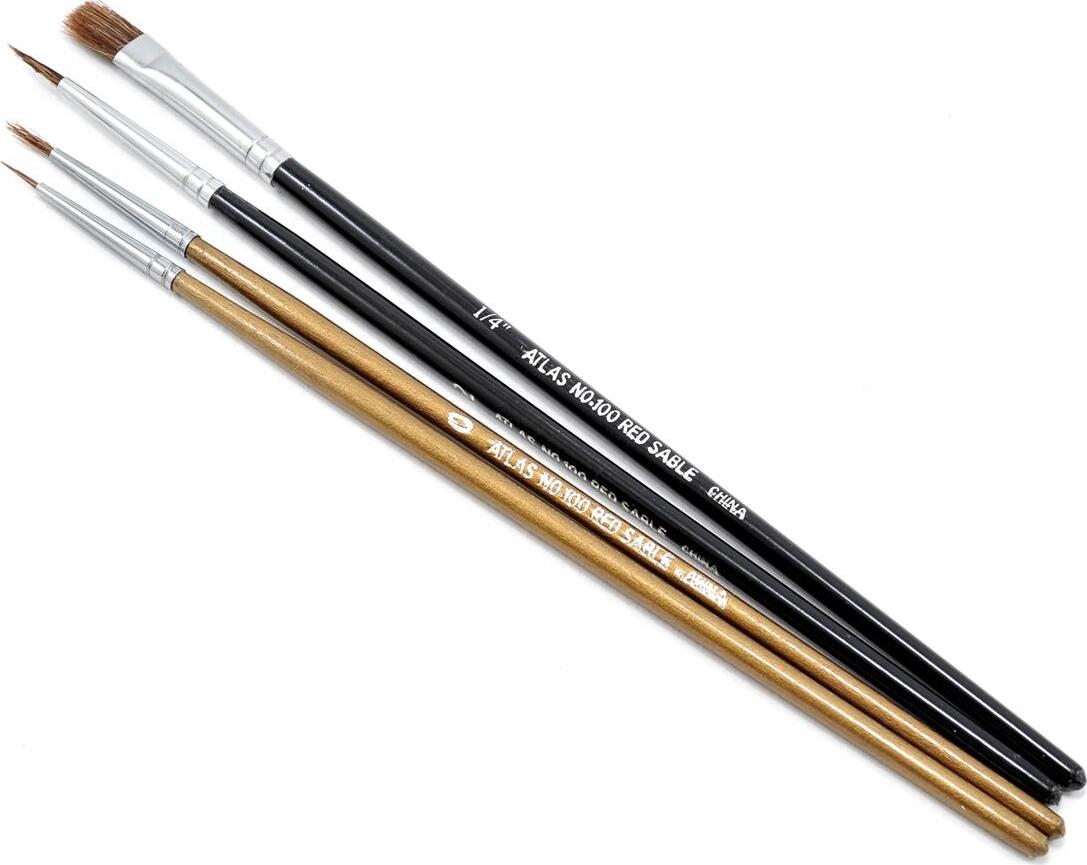 Atlas Brush Camel/Sable Round & Flat Brush Set (4)